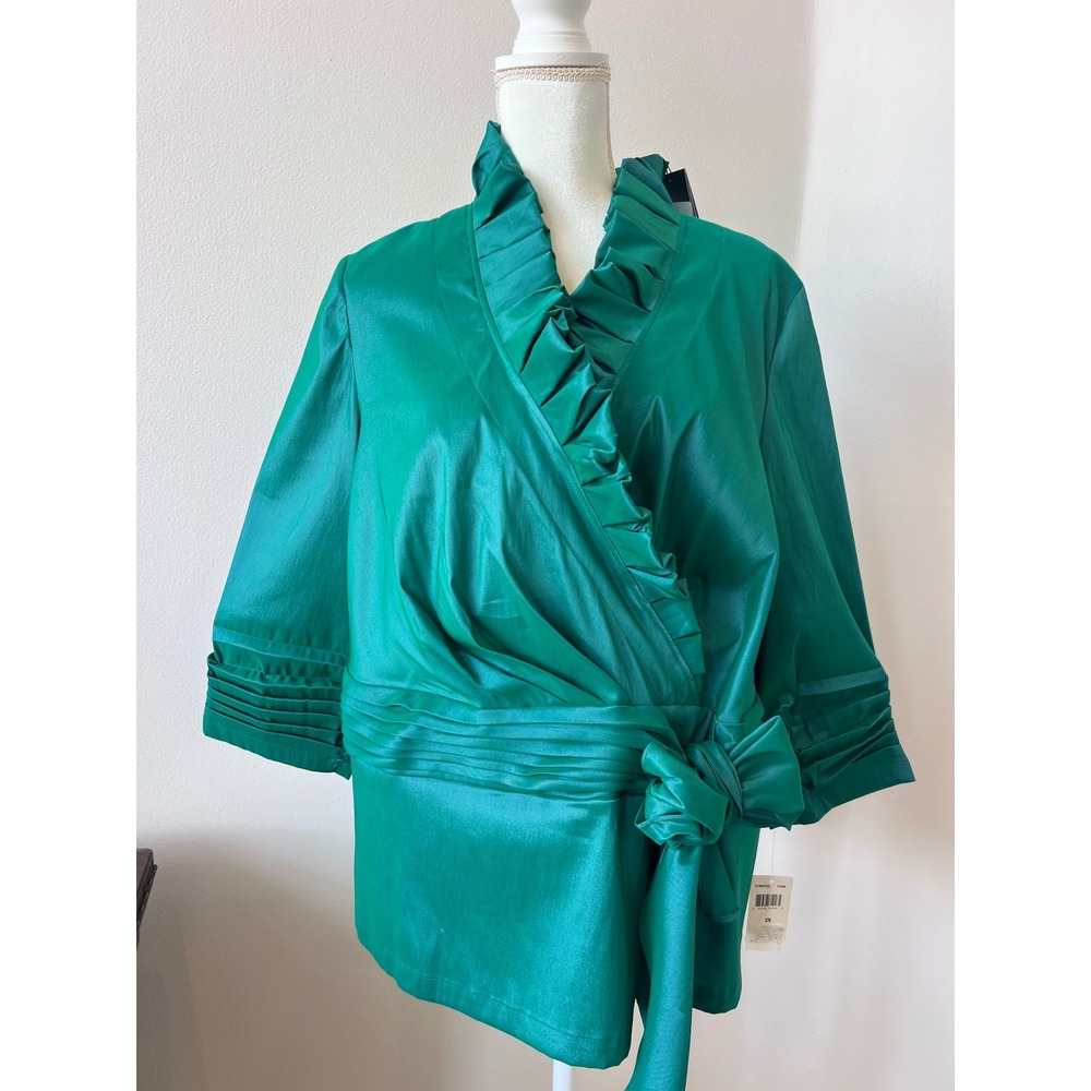 Women's Tadashi Collection Green ruffle Top size 2X